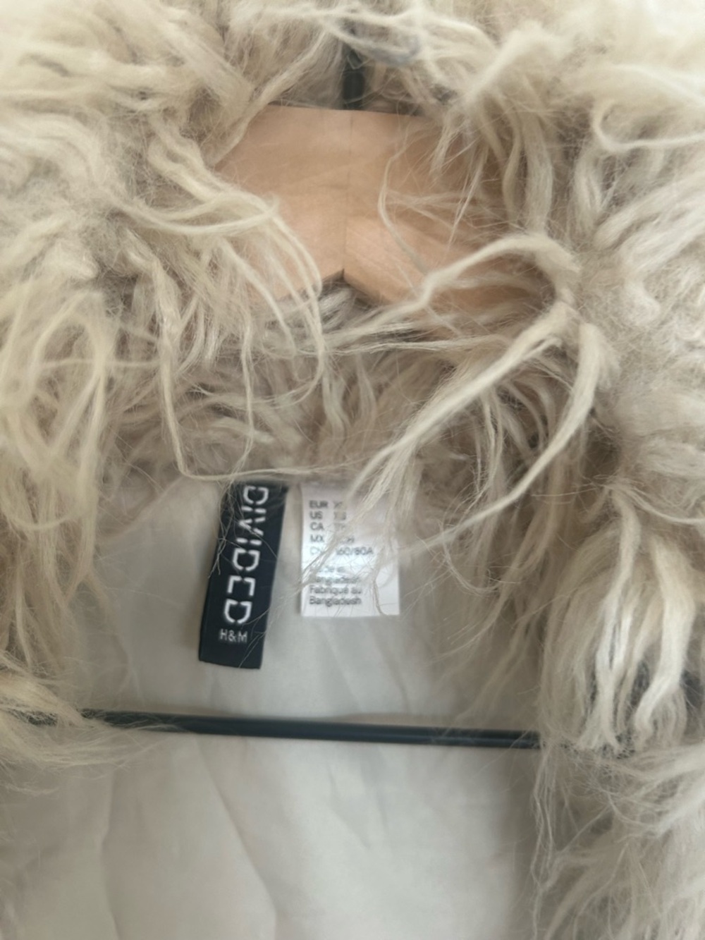 H&M Dark Blue Denim Jacket with Cream Faux Fur Trim - Picture 5 of 11